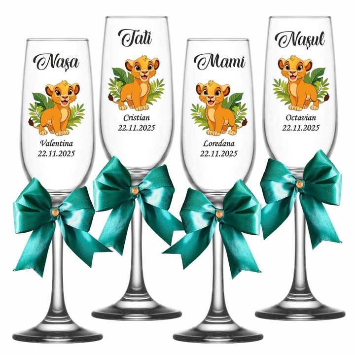 Set 4 Pahare, Simba, Botez, Parinti, Nasi, Verde, PBT009