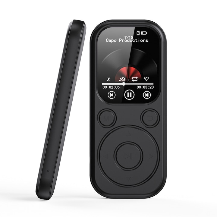 Player MP3 portabil, ORBER, Ecran 1.8-inch, Bluetooth 5.4, Cu card de memorie 16G, Radio FM, Inregistrare, Reportofon, 500mAh, negru
