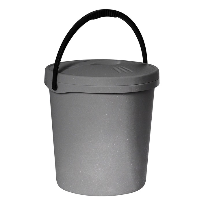 Galeata Plast Team cu capac si maner argintiu 16 l