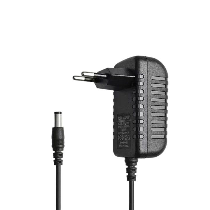 Transformator Alimentator 240V - 12V 2A, Sursa in comutatie stabilizata pentru Camere de Supraveghere, DC 2.1mm, led tensiune si Produse Electronice, iesire mufa, negru