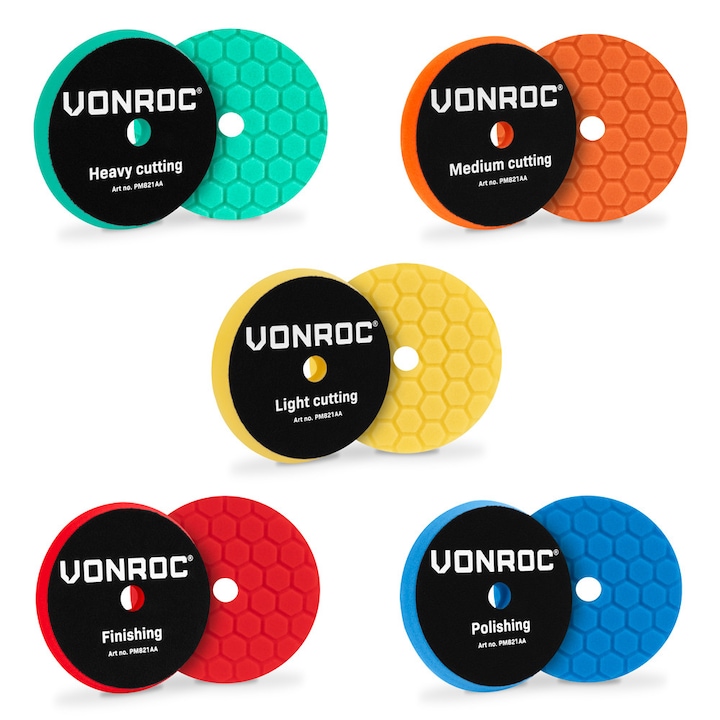 Discuri de polisare VONROC, PM821AA, set din 5 buc, diametru 125mm, pentru masini de polisat duale