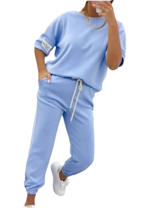 Compleu sport-casual Gloryland, mesaj, albastru petrol, One Size INTL