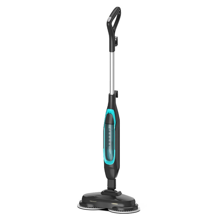 Mop de curatat cu aburi, SOKANY, 2500W, 0.45l, 2 placute rotative, Incalzire rapida, 1.5 bar, igienizeaza, indeparteaza petele si murdaria, podelele dure, covor, Gri inchis