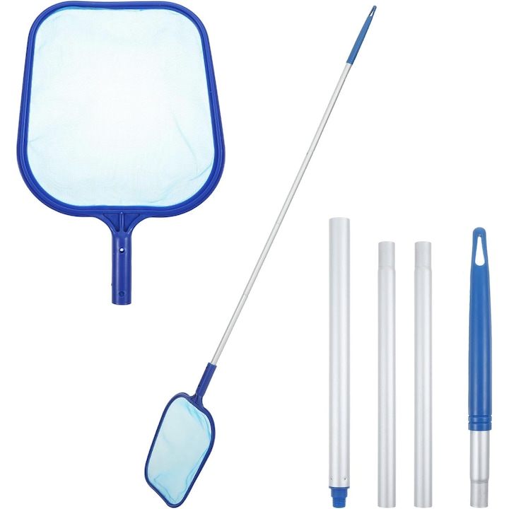 Мрежа за почистване на повърхността на басейн с регулируеми секции в 3 части, мрежа за почистване на басейн, спа, водорасли и езерце