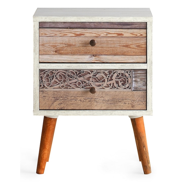 Noptiera, Modern Vintage, UnicUtil, 40 x 55 x 35 cm, Alb - Nuc