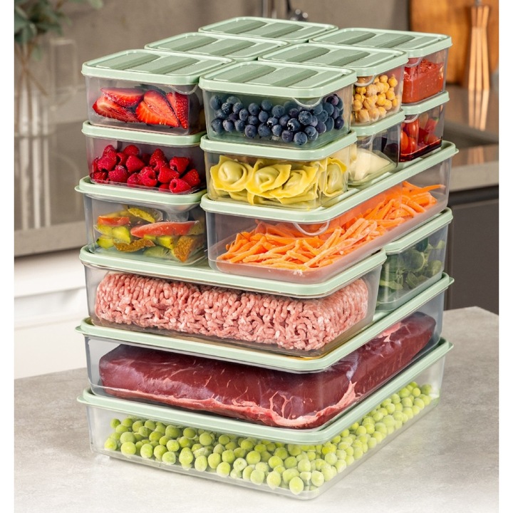 Комплект от 18 кутии UnicUtil, Stylish Premium, Пластмаса, Зелен