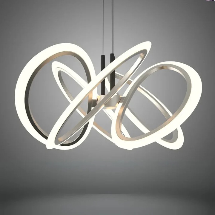 Висяща LED лампа с дистанционно управление RIMINI 80W, 5 елемента, студена/топла/неутрална светлина, димируема, златна