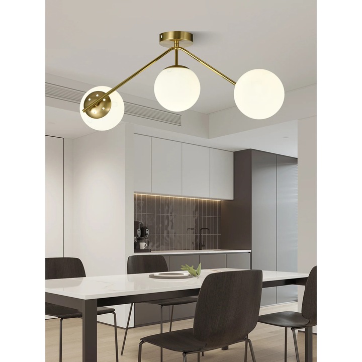 Полилей RFAN, модел N36377-3, с абажури, 3 x E27, златен