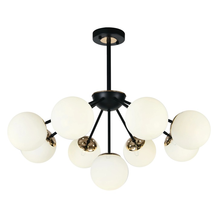 Полилей RFAN, модел N36368-9, с абажури, 9 x E27, черен