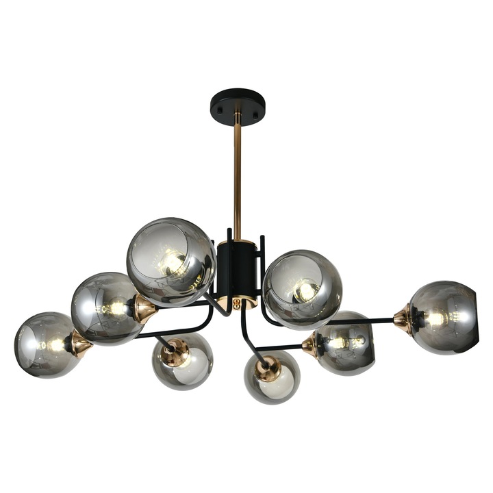 Полилей RFAN, модел N6802-8, с абажури, 8 x E27, черен