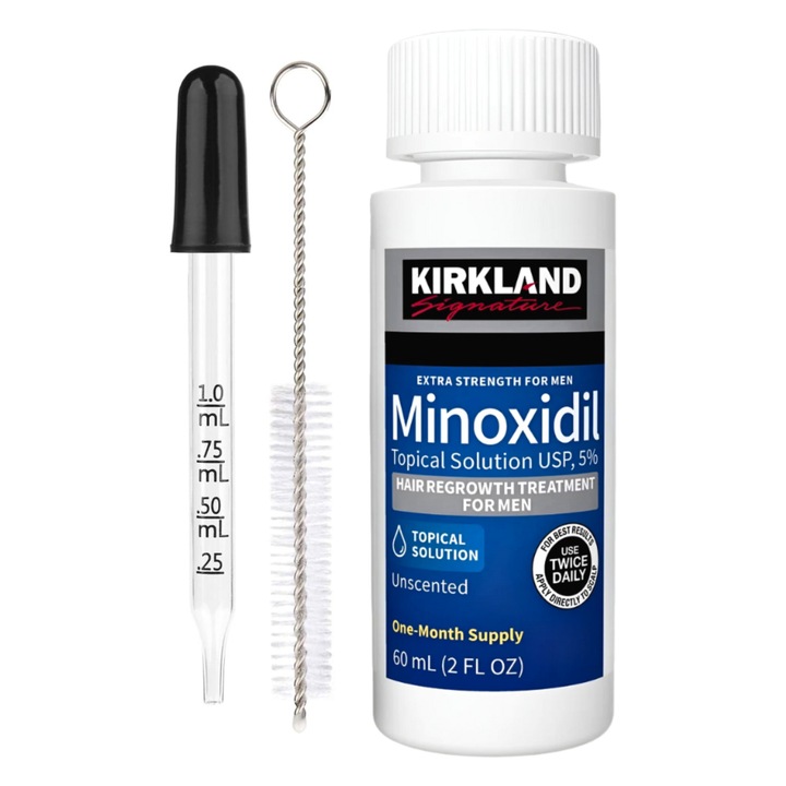 Лечение против косопад и за растеж на брада - Стъклена пипета и четка за почистване, 1 месец употреба