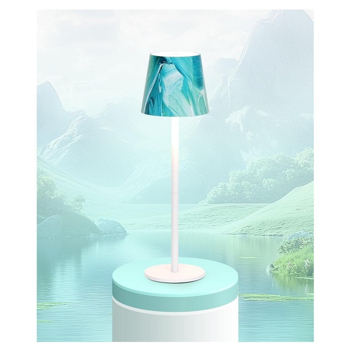 Акумулаторна, безжична настолна лампа с батерия 5200 mAh, 3 цветни режима, регулируемо сензорно управление, зелено, бяло, Faithorse