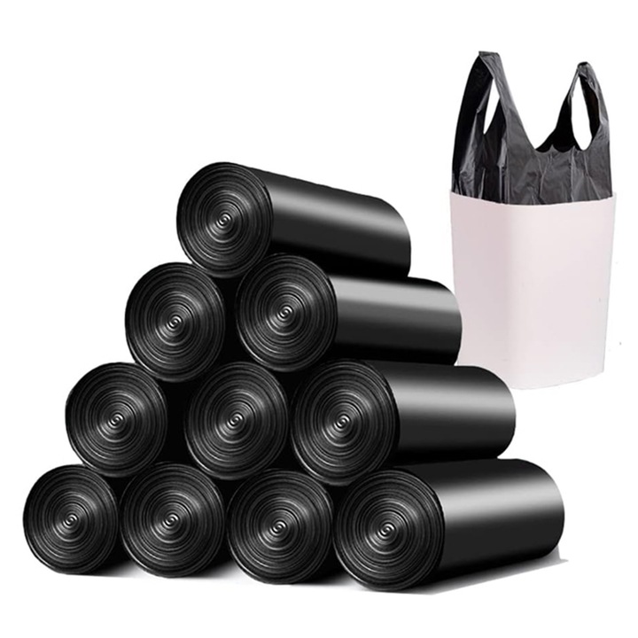 Торби за отпадъци TodyJeyHo, комплект от 10 ролки, 200 броя, 17.82x24.8 инча, черни