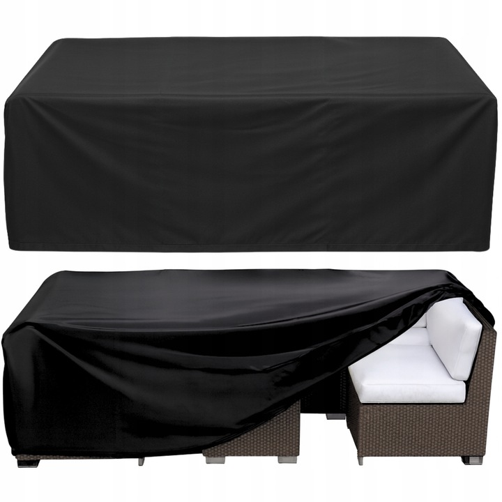 Set Husa Pentru Mobilier De Gradina, 308x138x98 cm, Material Impermeabil, Rezistent La Radiatii Uv, Usor De Montat Si De Demontat, Posibilitate De Pliere, Negru