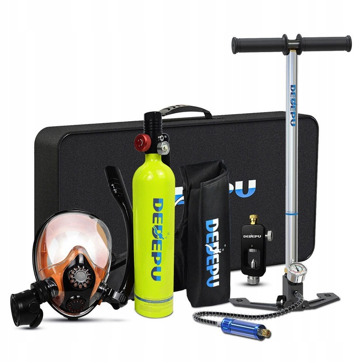 Комплект за гмуркане, декомпресия, резервоар 1л, универсална маска за гмуркане, бутилки за гмуркане, гмуркане, унисекс, цвят: Многоцветен