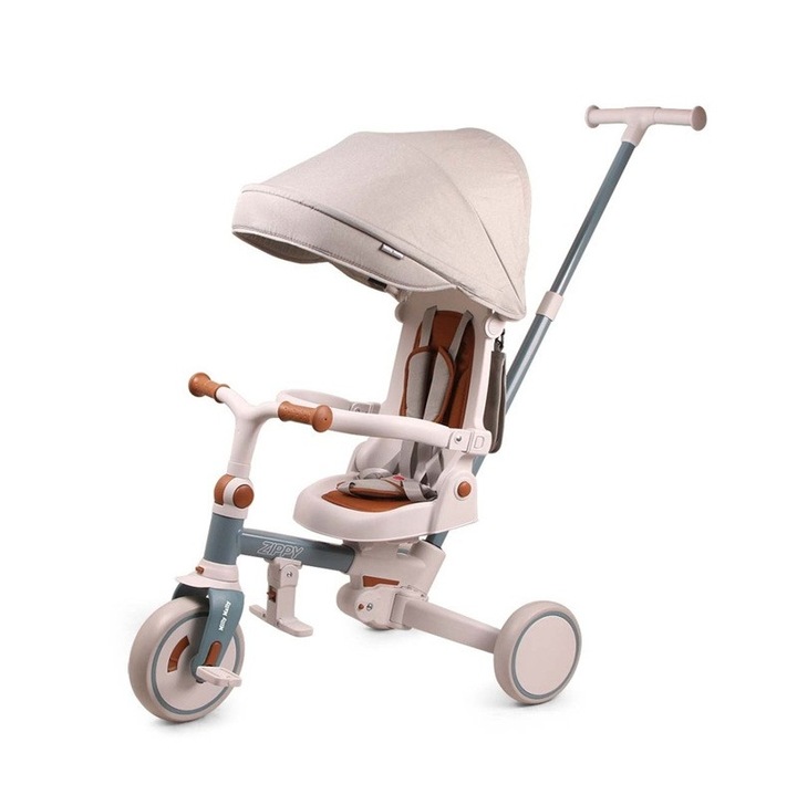 Tricicleta ZIPPY 5in1, sezut rotativ, maner parental, roti din spuma, 12 luni+, Blue
