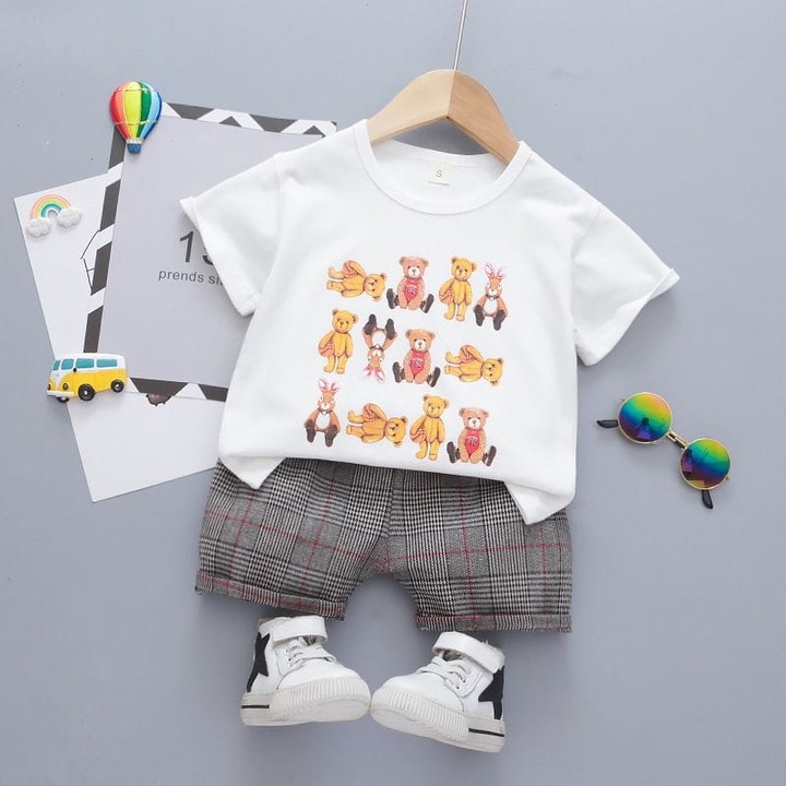 Set tricou si pantaloni Teddy, Multicolor