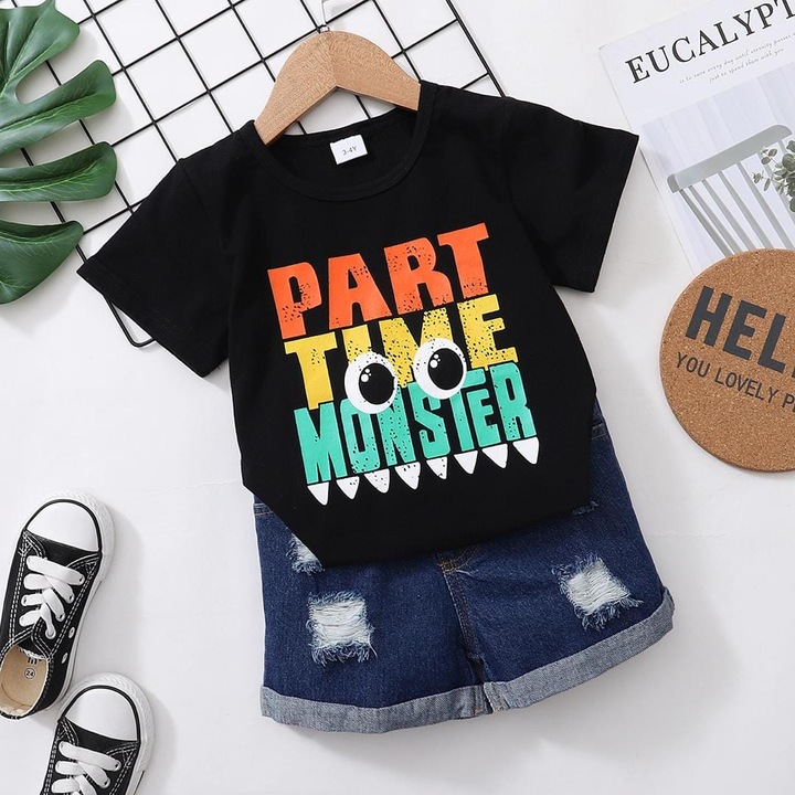 Set tricou si pantaloni Part Time, Multicolor