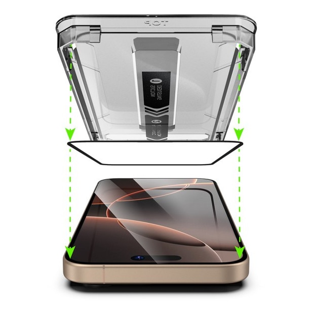 Pachet 2 x Folie Sticla Upzz® Titan Pentru iPhone 17 Pro, Aplicator Inclus, Montaj Rapid, Transparenta Cu Rama Neagra
