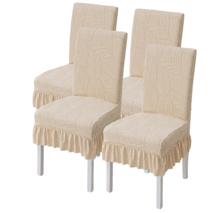 Szék huzat, bézs, rugalmas, 45-55cm, pamut, 4 darabos készlet