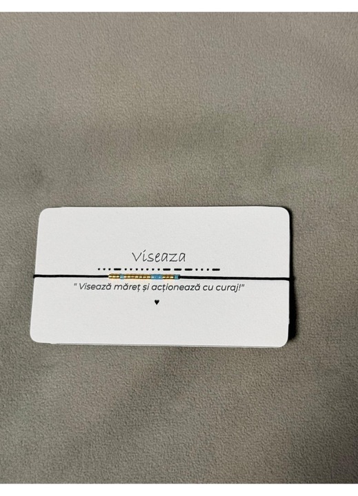 Bratara reglabila pe snur negru cu mesaj in cod Morse: Viseaza