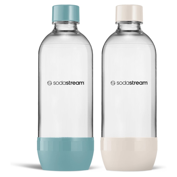 Sodastream Jet Duo Palack készlet 2 db, 2x1 L, Mosogatógépben mosható, Kék és Homokszínű