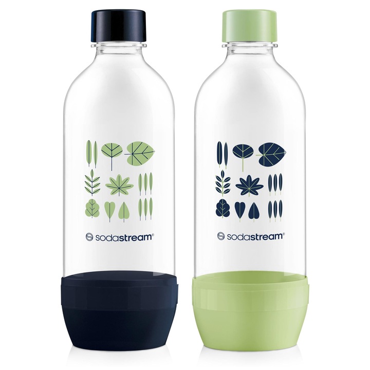 Sodastream Jet Duo Palack készlet 2 db, 2x1 L, Mosogatógépben mosható, Sötétkék és Zöld