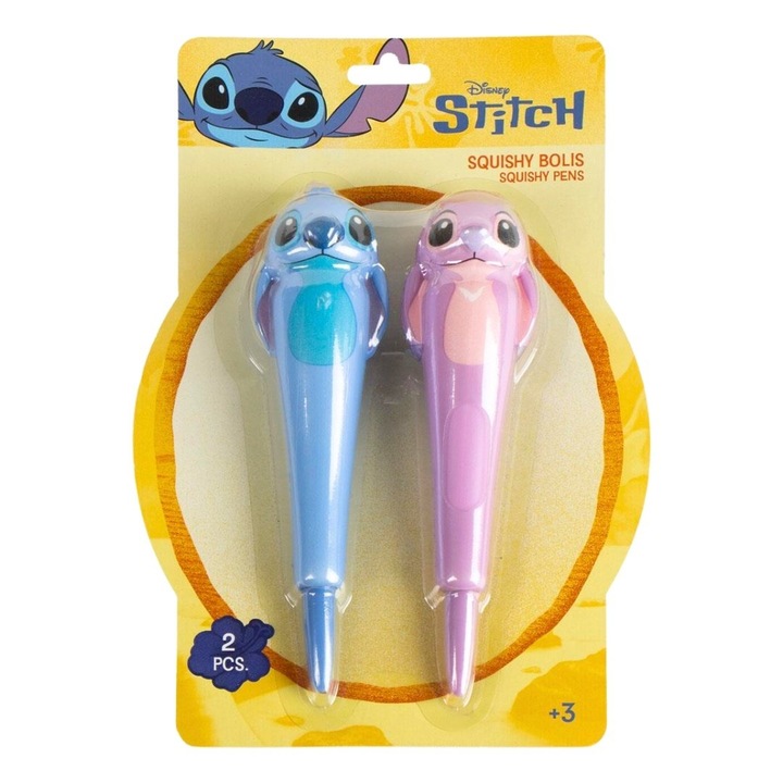 2 darabos tollkészlet, Stitch és Angel, puha dizájn, fekete tinta, Cerda márka