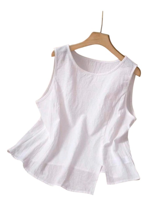 Дамски топ, елегантен, бял, без ръкави, размер M