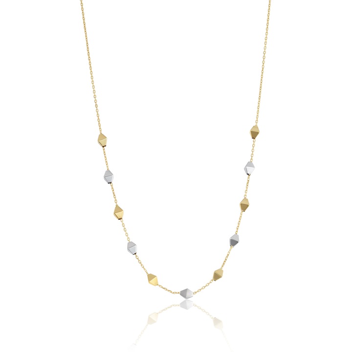 Colier din Aur Galben si Alb de 18 k cu Romburi, Sandra Ferretti, 1.97g