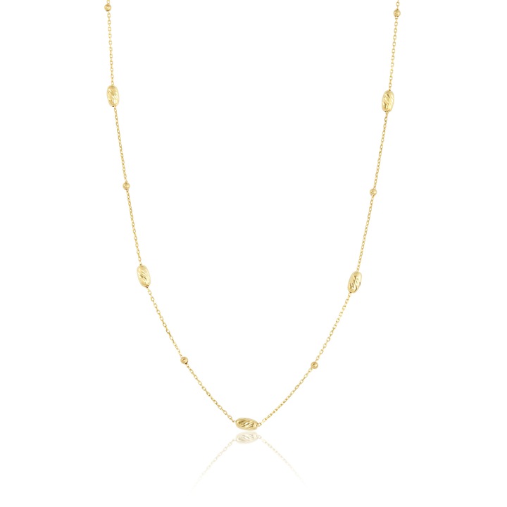 Colier din Aur Galben de 18 k cu Bile si Bile Diamantate Ovale, Sandra Ferretti, 2.30g