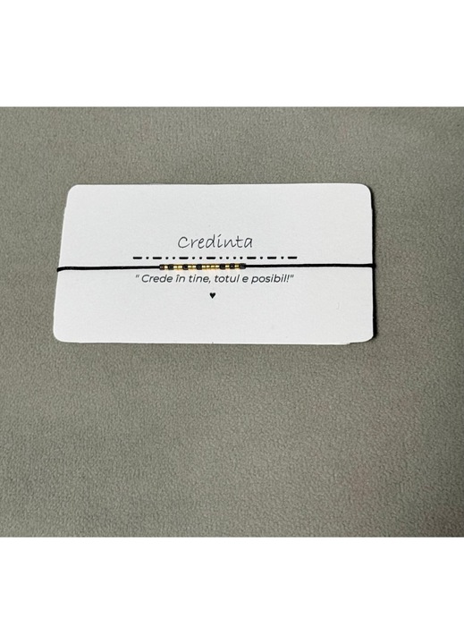 Bratara reglabila pe snur negru cu mesaj in cod Morse: Credinta