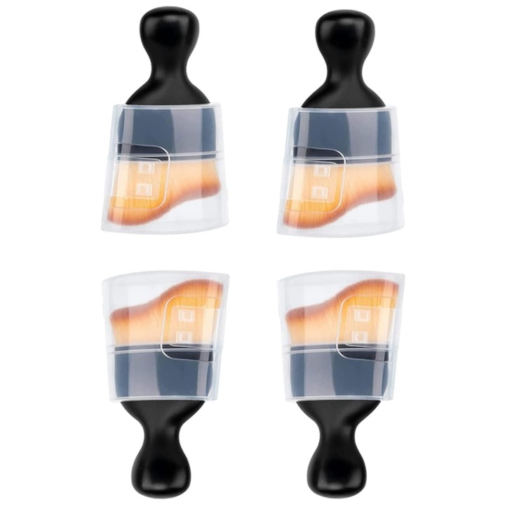 Set 4 Pensule Detailing Auto, TodyJeyHo, Microfibra, Galben/Negru, 10.2x5.9cm