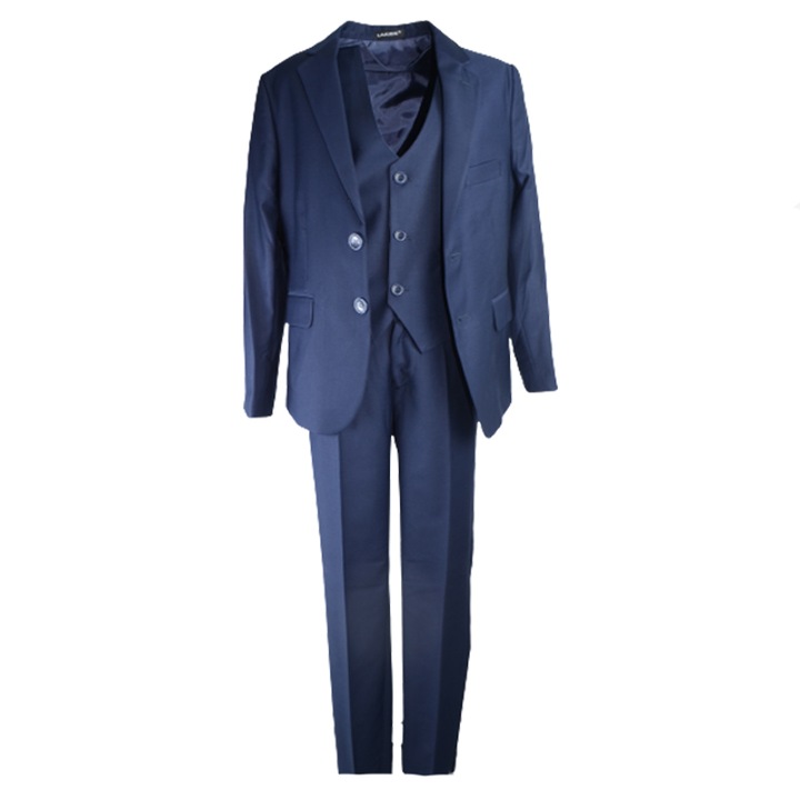 Costum elegant din 3 piese pentru baieti Slim Fit LA Kids 1739-134, Bleumarin 86965