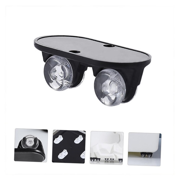 Set 8 Glisiere autoadeziva TodyJeyHo, plastic, negru, 2cmx4.5cmx1.5cm