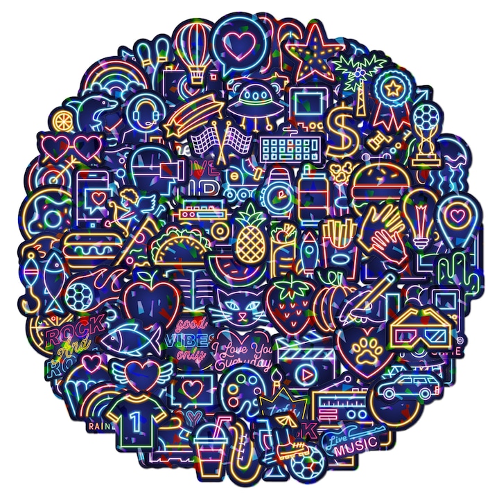 200 db többszínű neon vízálló vinyl matrica szett 1.5x3 inch