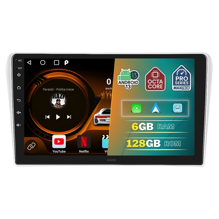 Navigatie Toyota Avensis T25 (2002-2008) dedicata, MaxTech® PRO SERIES, 6 GB Ram 128 GB Rom OctaCore, Carplay & Android auto, Ecran 9” HD Touch, GPS, Wifi, Bluetooth, Youtube, Waze