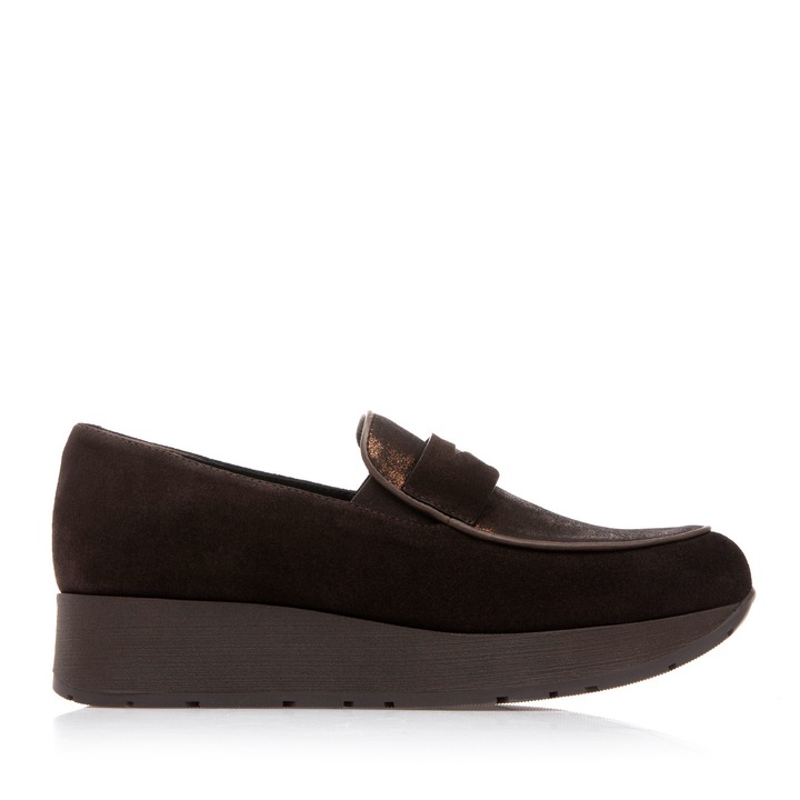 Pantofi dama, Musette, PANSY 883, Piele intoarsa, Piele naturala, Maro, 35 EU