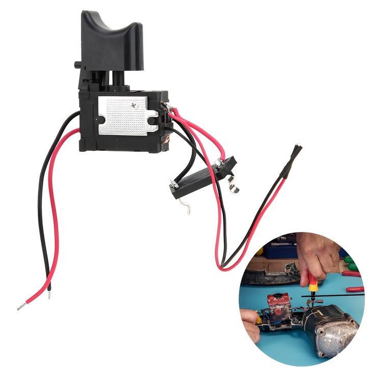 Comutator TREXORA pentru masini de gaurit, control viteza, iluminare, negru, 7.2-24V