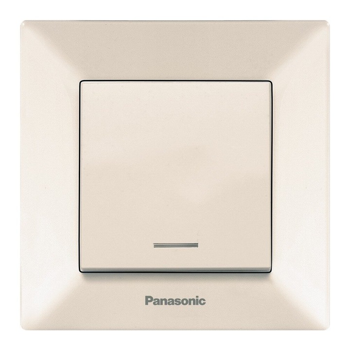 Intrerupator cu LED, Panasonic, bej, simplu, elegant