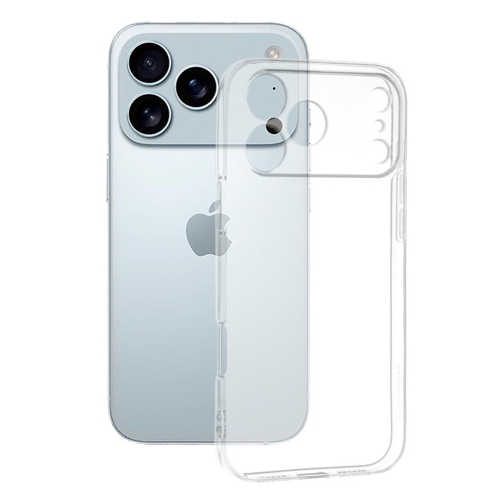 Husa Upzz® Slim, Compatibila Cu iPhone 17 Pro, Pastreaza Aspectul Original, Protectie La Camere, Transparenta