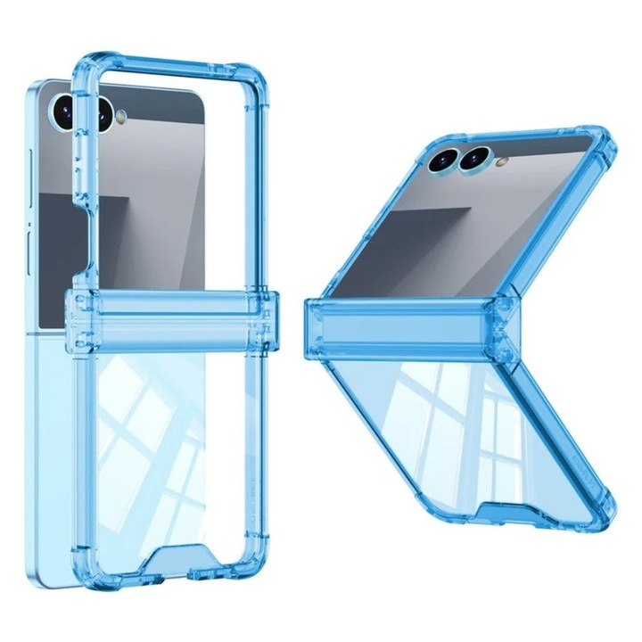 Калъф за Samsung Galaxy Z Flip 7, Гъвкави ръбове, Плътен гръб, Син