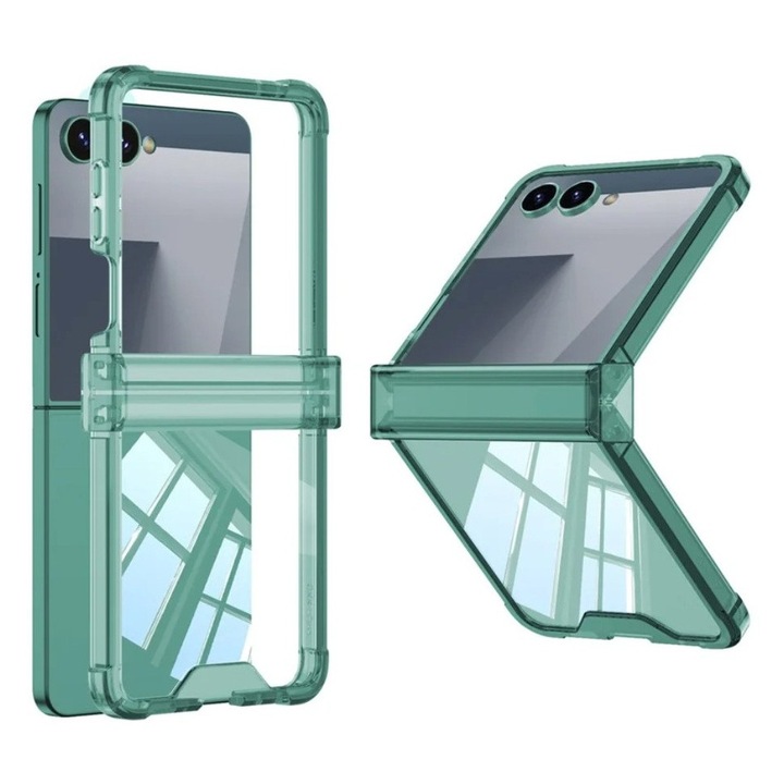 Husa pentru Samsung Galaxy Z Flip 7, Margini Flexibile, Spate Solid, Verde