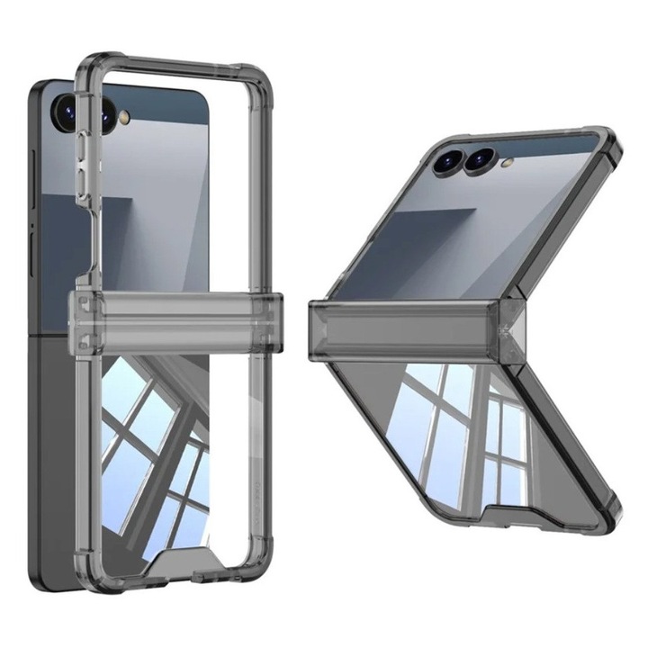 Husa pentru Samsung Galaxy Z Flip 7, Margini Flexibile, Spate Solid, Negru