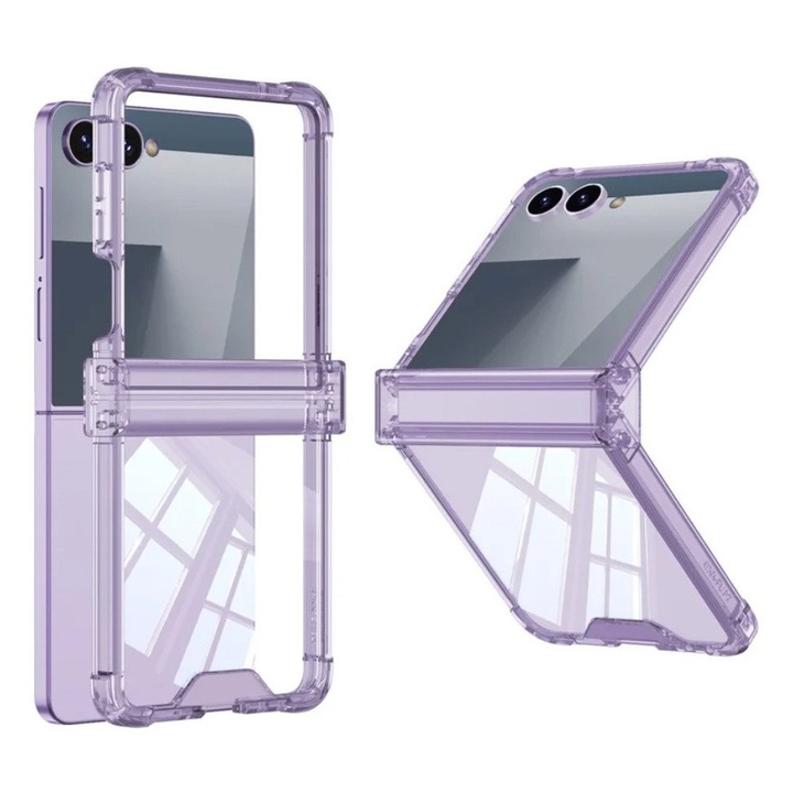 Калъф за Samsung Galaxy Z Flip 7, Гъвкави ръбове, Плътен гръб, Лилав