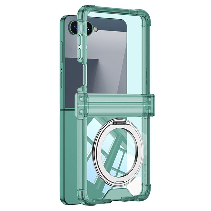 Husa Soft Protection pentru Inel MagSafe pentru Samsung Galaxy Z Flip 7, Antisoc, Incarcare Wireless, Silicon, Verde
