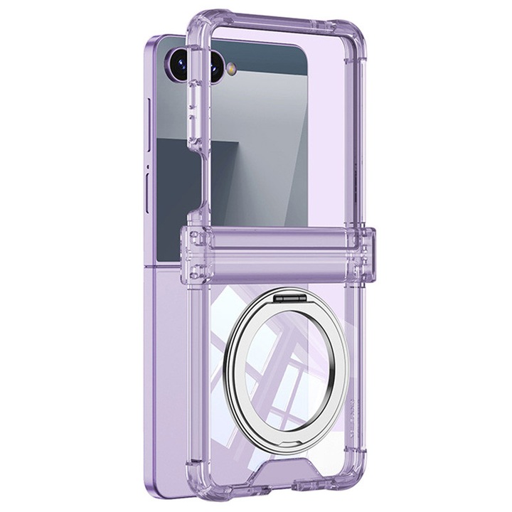 Husa Soft Protection pentru Inel MagSafe pentru Samsung Galaxy Z Flip 7, Antisoc, Incarcare Wireless, Silicon, Mov