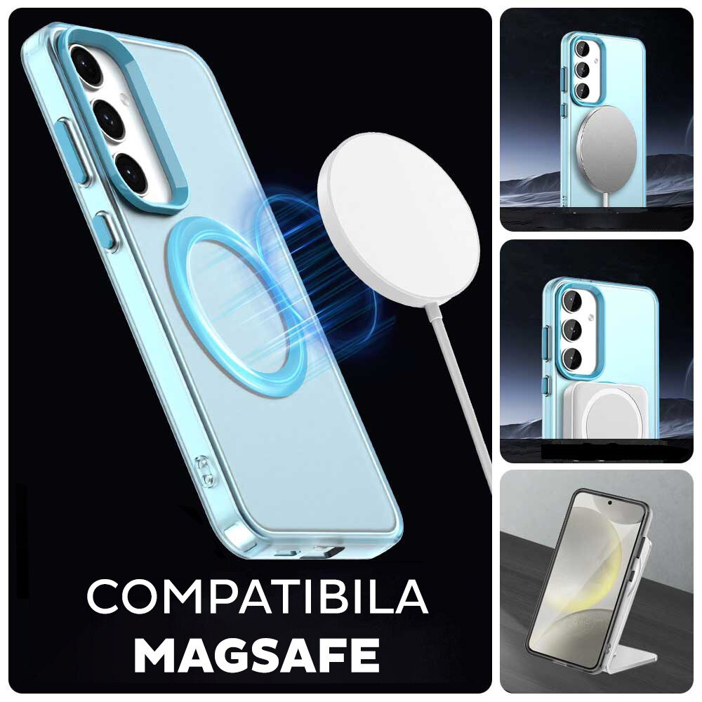 Husa pentru Samsung Galaxy A55 5G DaDen® CandyCase MagSafe, Antisoc, Incarcare wireless, Butoane protejate, Albastru
