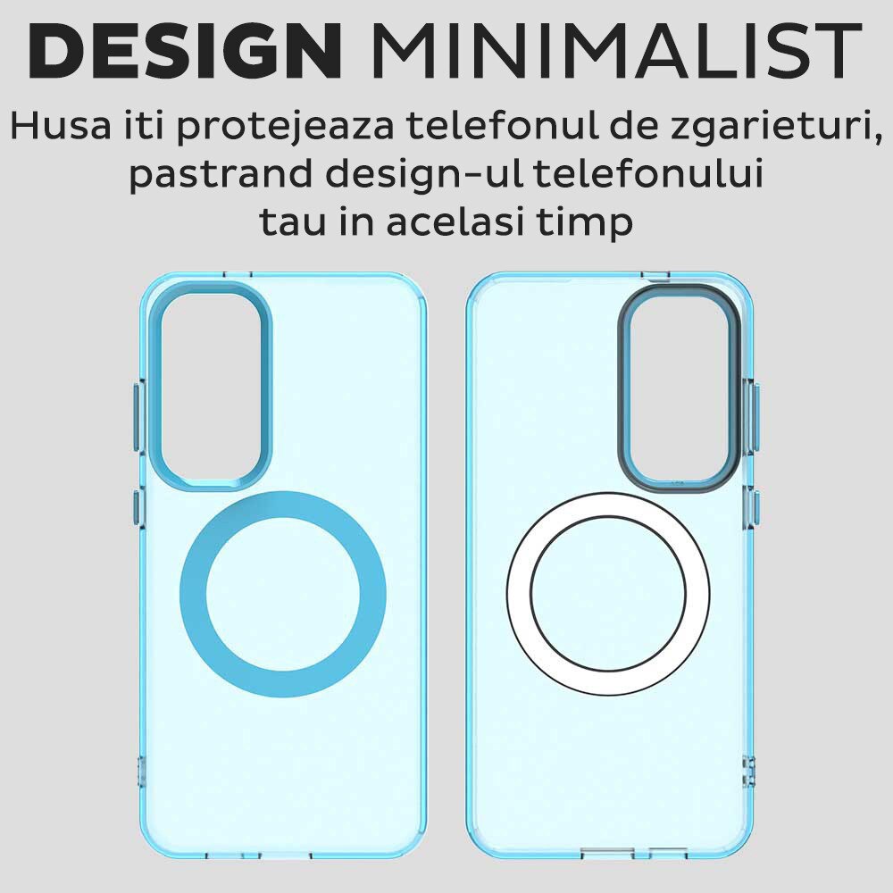 Husa pentru Samsung Galaxy A55 5G DaDen® CandyCase MagSafe, Antisoc, Incarcare wireless, Butoane protejate, Albastru