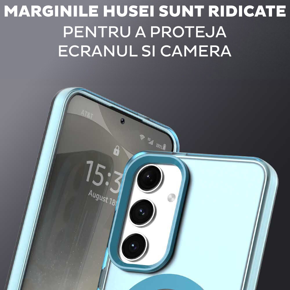 Husa pentru Samsung Galaxy A55 5G DaDen® CandyCase MagSafe, Antisoc, Incarcare wireless, Butoane protejate, Albastru